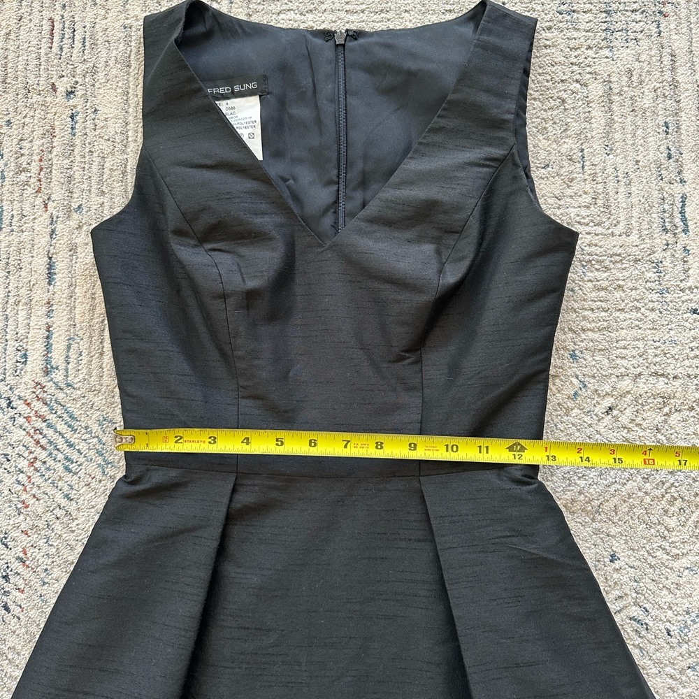 Alfred Sung Black Dupioni Cocktail Dress Size 4 Style D586 - Picture 11 of 12